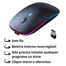 Carregar imagem no visualizador da galeria, Mouses Wireless Recarregável Led Rgb 2.4 Ghz Sem Fio.