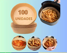 Carregar imagem no visualizador da galeria, Protetor de papel para fritadeira, 100 unidades, descartáveis, redondos e quadrados, antiaderentes, para assar