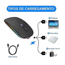 Carregar imagem no visualizador da galeria, Mouses Wireless Recarregável Led Rgb 2.4 Ghz Sem Fio.
