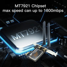 Carregar imagem no visualizador da galeria, Placa de Rede Wi-Fi 6 PCIe FENVI AX1800 com Bluetooth 5.2 – Dual Band 2.4GHz/5GHz