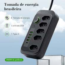 Carregar imagem no visualizador da galeria, Tomadas de energia Regua, Extensão elétrica, Tomada USB, Filtro de linha