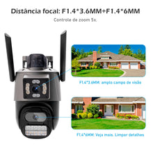Carregar imagem no visualizador da galeria, Câmera de segurança sem fio Wi-Fi, externa HD 6MP, à prova d'água, 4K, câmera ultra HD