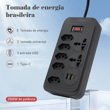 Carregar imagem no visualizador da galeria, Tomadas de energia Regua, Extensão elétrica, Tomada USB, Filtro de linha