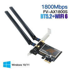 Carregar imagem no visualizador da galeria, Placa de Rede Wi-Fi 6 PCIe FENVI AX1800 com Bluetooth 5.2 – Dual Band 2.4GHz/5GHz