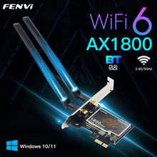 Carregar imagem no visualizador da galeria, Placa de Rede Wi-Fi 6 PCIe FENVI AX1800 com Bluetooth 5.2 – Dual Band 2.4GHz/5GHz