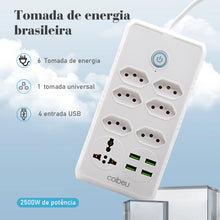 Carregar imagem no visualizador da galeria, Tomadas de energia Regua, Extensão elétrica, Tomada USB, Filtro de linha