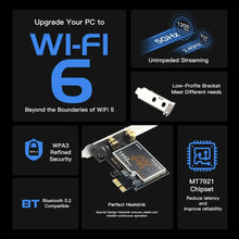 Carregar imagem no visualizador da galeria, Placa de Rede Wi-Fi 6 PCIe FENVI AX1800 com Bluetooth 5.2 – Dual Band 2.4GHz/5GHz