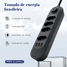 Carregar imagem no visualizador da galeria, Tomadas de energia Regua, Extensão elétrica, Tomada USB, Filtro de linha
